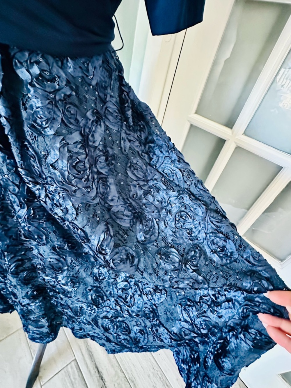 Alex Evenings Midnight Blue Long Sleeve Dress - Picture 6 of 8